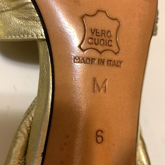 ANNE KLEIN GOLD FOIL LEATHER Heels SHOES MADE IN ITALY LEATHER SZ 6 METALLIC - Picture 5 of 13